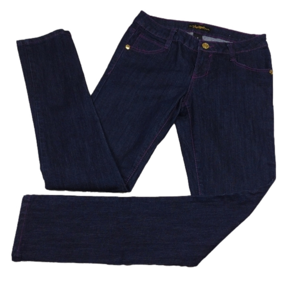𝅺SOUTH Pole Jean Co. Blue Dark Wash Five Pocket Mid Rise Straight Leg Jeans